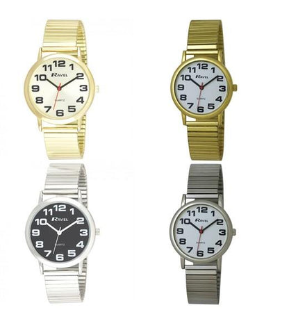 Ravel Mens Basic Classic Bold Easy Read Expander Bracelet Watch R0208G