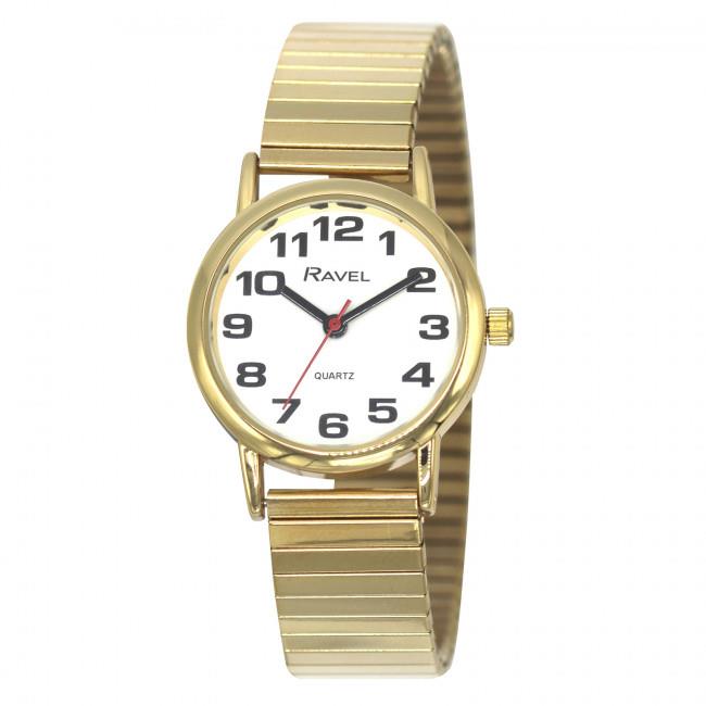 Ravel Ladies Classic Bold Easy Read Expander Bracelet Watch R0208L