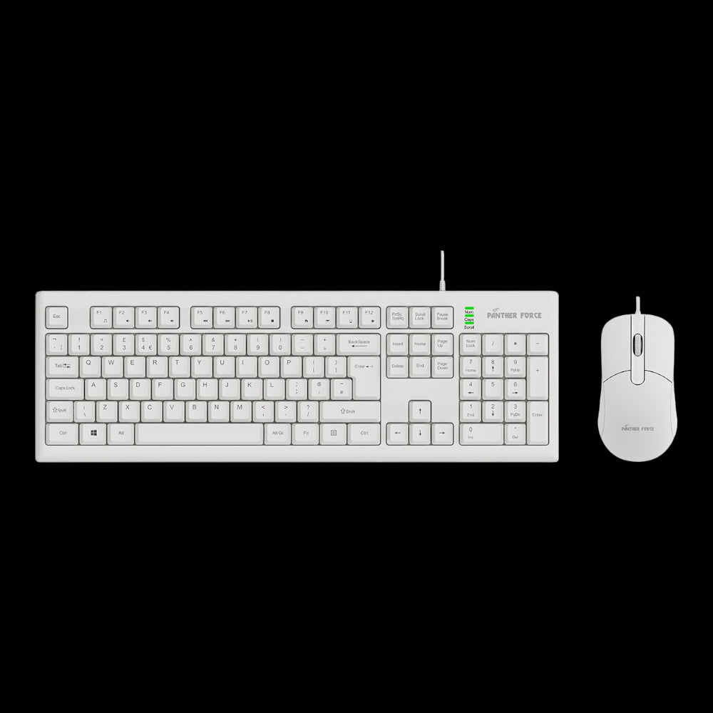 Panther Force Wired Keyboard & Mouse Set - White PF290