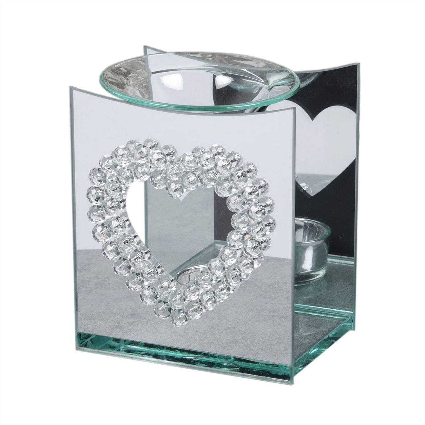 Hestia Mirror Glass Oil Burner Heart Design