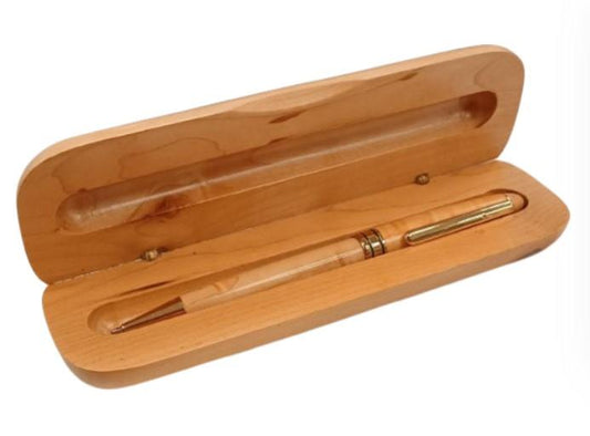 Imperial Wooden Light Brown Gold Trim Ballpoint Pen Gift Set With Handmade Wooden Box IMP355M  - CLEARANCE MIGHT NEEDS RE-REFILL