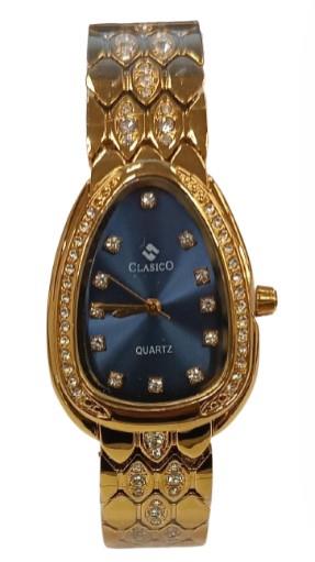 Clasico Ladies Bling Fashion Water Resistant Oval Dial Metal Strap
