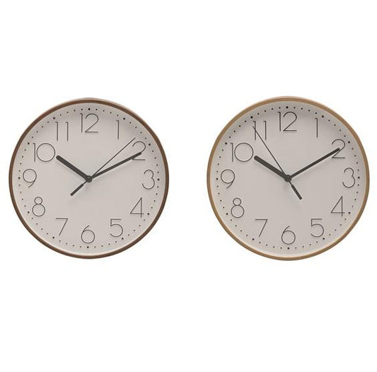 Wm Widdop Round Wall Clock Wood Effect 23cms W9828-29 Available Multiple Colour