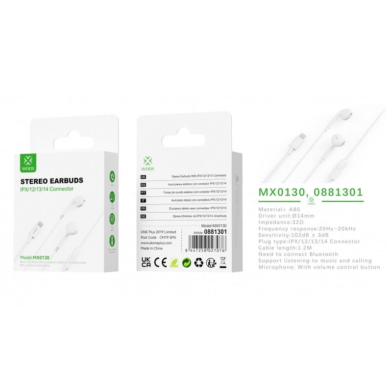 Woox Stereo Earbuds IPX/12//13/14 Connector White