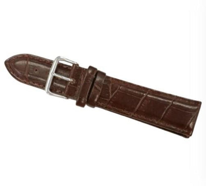 Classic Dark Brown Padded Crocodile Leather Watch Straps Available Sizes 18mm-20mm