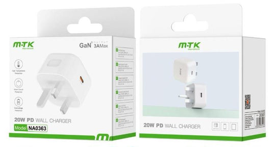 M.TK NA0363 Type-C 20W PD Wall Charger without Cable, 5V 3A, White Woox