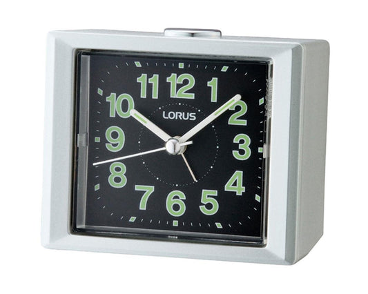 Lorus Analogue Black dial Bedside Silver Alarm Clock LHE032SNB (SECOND)