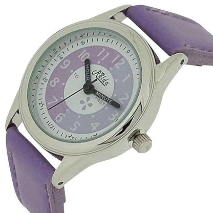 Relda Girls Children Time Teacher Purple Leather Strap Watch REL13