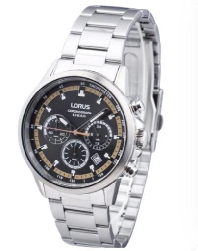 Lorus Mens Sports Chronograph Dated Grey Dial Stainless Steel Bracelet Watch RT395JX9