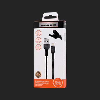 Panther Force 3A 1M Cable for iPhone - Fast Charging & Seamless Data Transfer