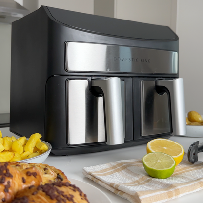 Domestic King Sync Technology 7L Digital Dual Basket 2400W Air Fryer With Recipe Book- DK18094