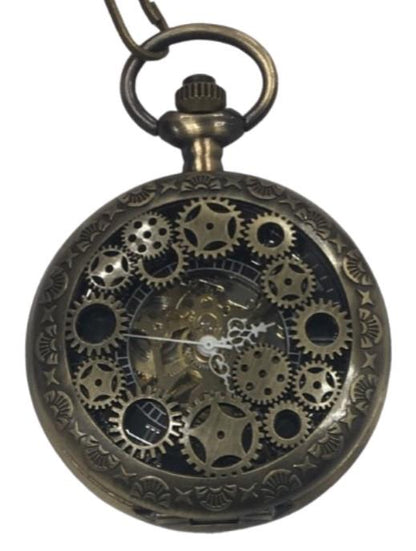 Mens & Ladies Mechanical Hand Winding Half Hunter Steampunk Bronze Pocket Watch