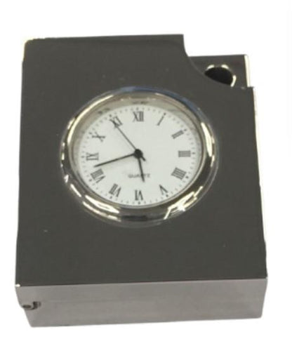 Miniature Clock Silver Plated Solid Brass Clock with Silver tone Ball Pen IMP408S - CLEARANCE NEEDS RE-BATTERY & Refill