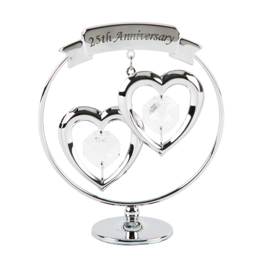 Crystocraft Chrome Circle Ring - 2 Hearts - 25th Anniversary