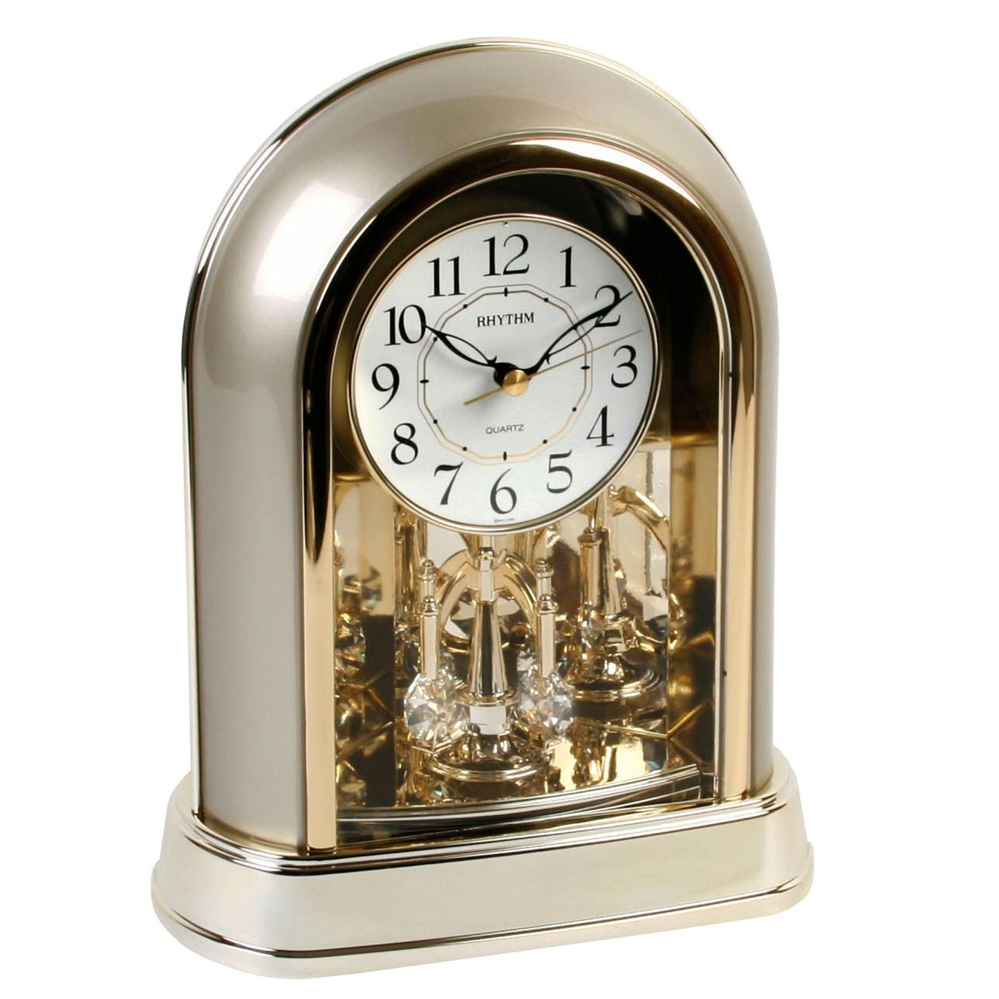 Rhythm Cont Mantel Clock 2 Tone Gilt with Pendulum