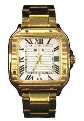 Ketta Mens Fashion Square Roman Number Dated Dial Metal Bracelet Strap Watch Available Multiple Colours
