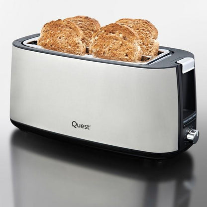 Quest 4 Slice Stainless Steel Toaster with warming rack