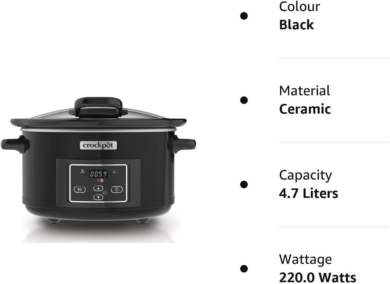 Crockpot Lift and Serve Digital Slow Cooker with Hinged Lid and Programmable Countdown Timer | 4.7 L REFURBISHED