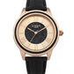 Lipsy London Ladies Glittery and Rose gold tone dial Black Leather Strap Watch LP270 - CLEARANCE NEEDS RE-BATTERY