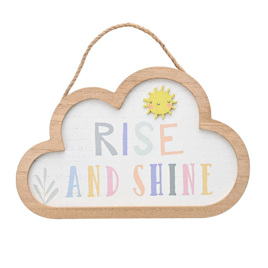 Petit Cheri Woven Cloud Plaque "Rise and Shine"