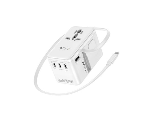WYEFLUX Any Port Universal Travel Adapter with Retractable Cable
