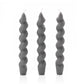 Set of 3 Twisted Taper Candles Charcoal 20cm