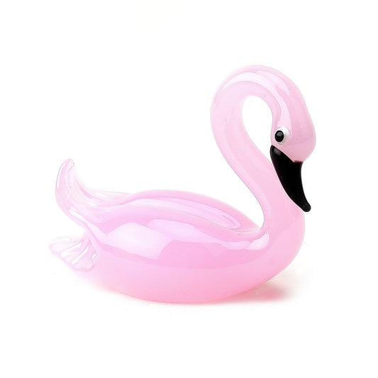 Objets d'art Miniature Glass Figurine - Pink Swan