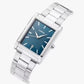 Lorus Mens Basic Fashion Rectangular Date Blue Dial Silver Stainless Steel Bracelet Watch RH935RX9