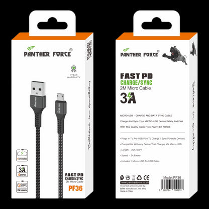 Panther Force 3A 2M Cable for Micro - Fast Charging and Data Transfer