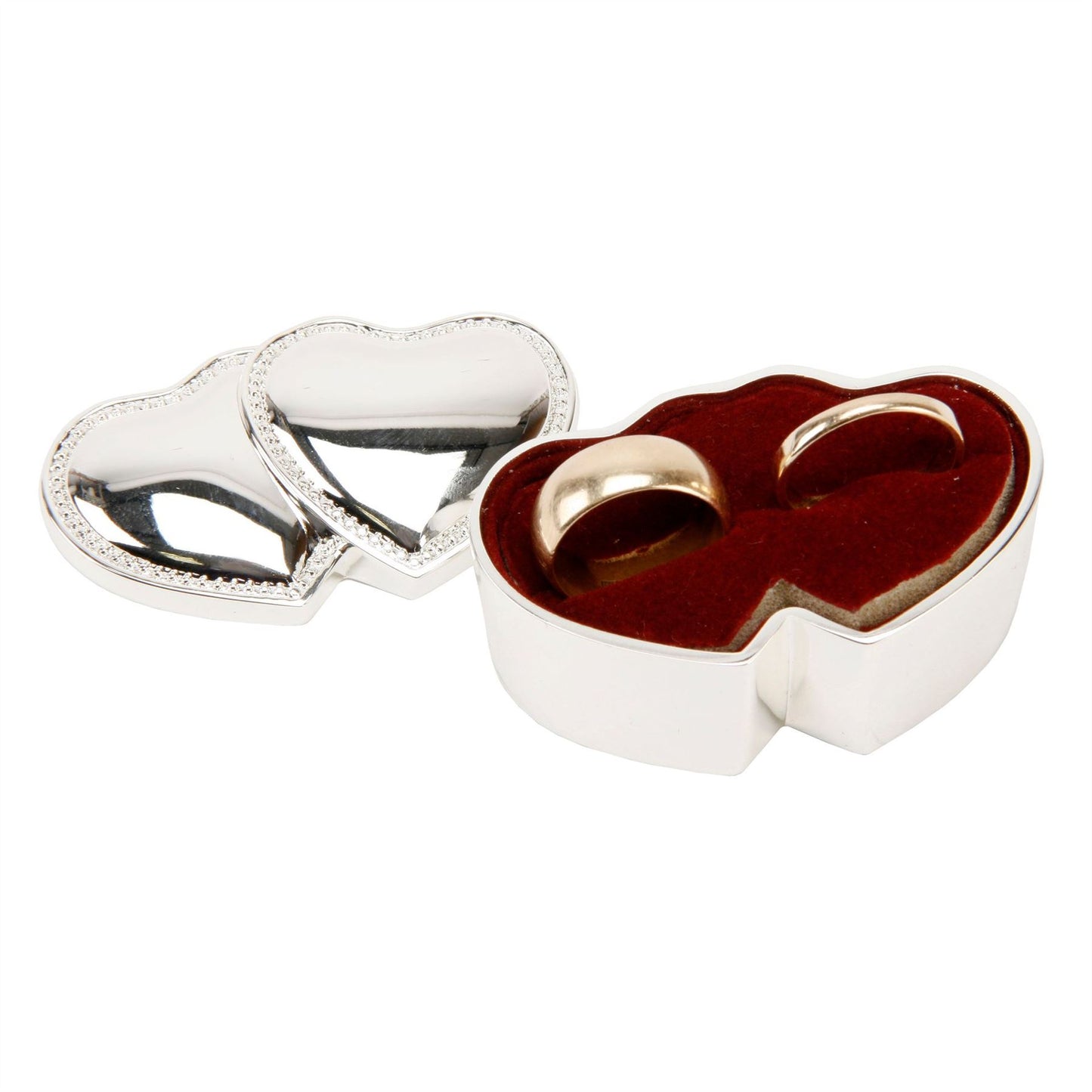 Sophia Silverplated Ring Box - Double Hearts