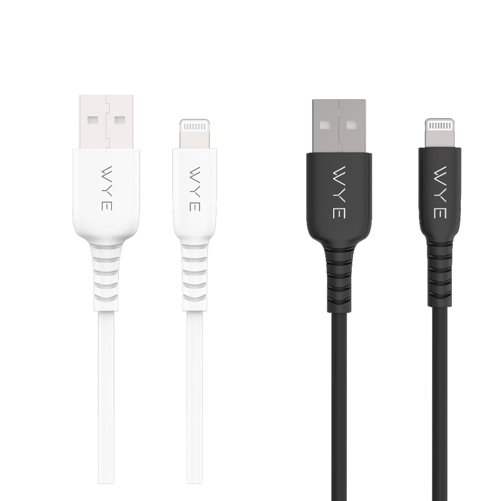 WYE USB-A to 8-Pin Fast Charging & Data Cable 3m - Black/White