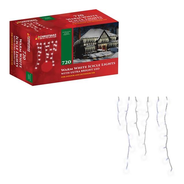 720 LED Icicle Chaser Lights- Warm White - 17.16metres