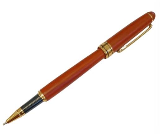 Imperial Wood Matt Brown Gold Trim Ball Pen Fine NIB IMP314R