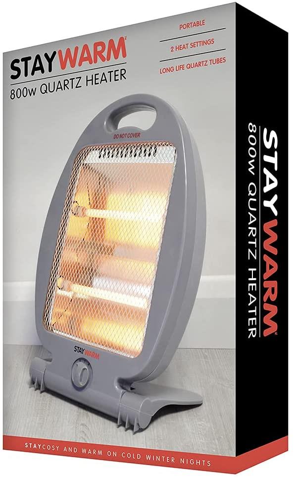 Stay Warm 800W 2 Bar Quartz Heater - Grey