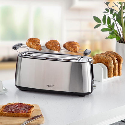 Quest 4 Slice Stainless Steel Toaster with warming rack