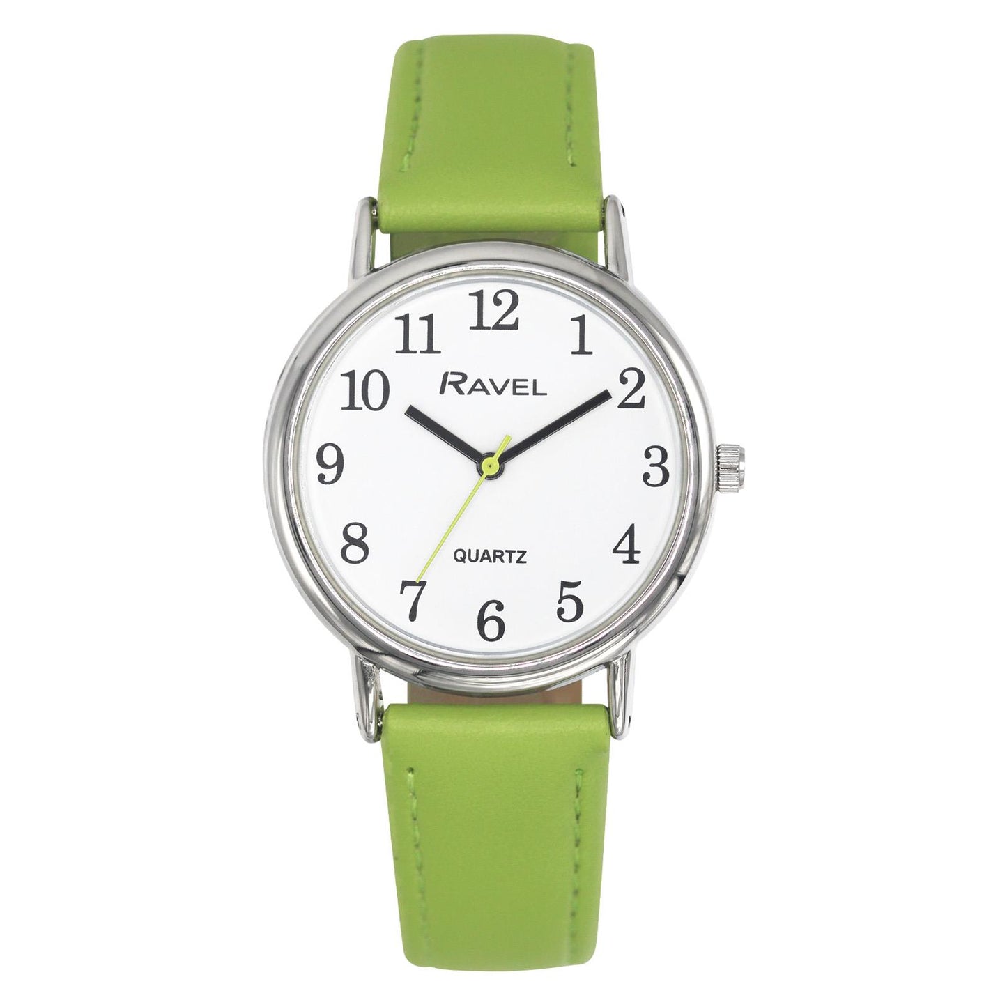 Ravel Ladies Classic Big White Dial Leather Strap Watch R0140 Available Multiple Colour