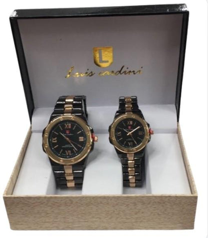 Luis Cardini Couple Mens & Ladies Fashion Dial & Bracelet Watch Gift Set
