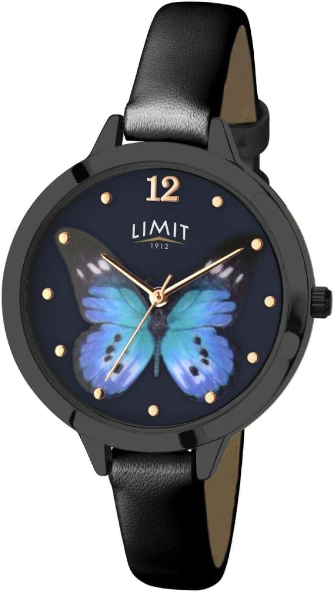 Limit Ladies Fashion Butterfly Black Leather Strap Watch 6270