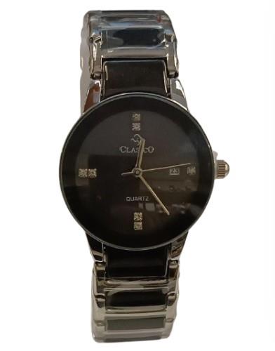 Clasico Ladies Dated Water Resistant Round Dial Black Metal Strap Watch Available Multiple colour