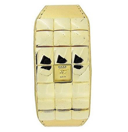 Zaza London Ladies Fashion Golden Extra Small Dial Golden Mirror & Golden Leather Strap Watch - CLEARANCE NEEDS RE-BATTERY