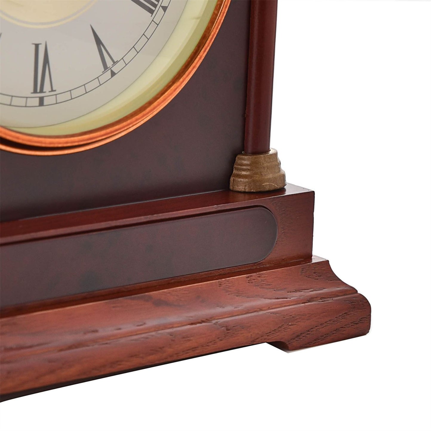 Wm. Widdop Wooden Mantel Clock Metal Handle & Roman Numerals