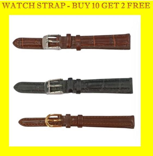 Classic Padded Leather Watch Straps BUY ANY 10 GET 2 FREE Size Available 10MM - 12MM