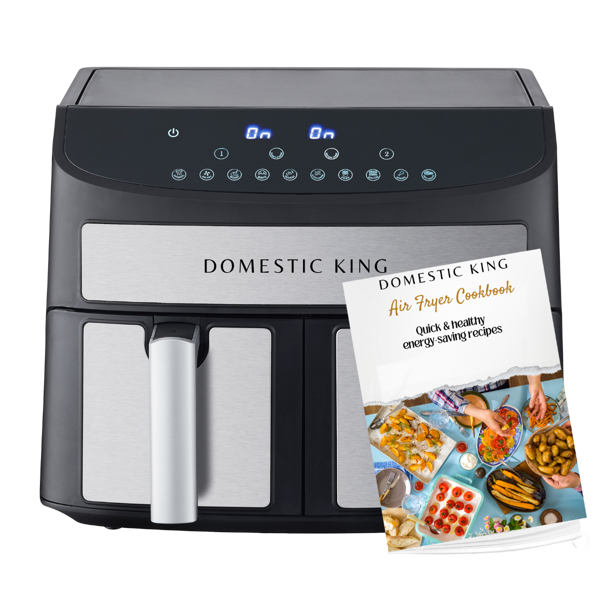 Domestic King Sync Technology 7L Digital Dual Basket 2400W Air Fryer With Recipe Book- DK18094