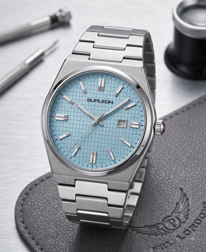 Men's Classic Stainless Steel Watch – Ice Blue Dial