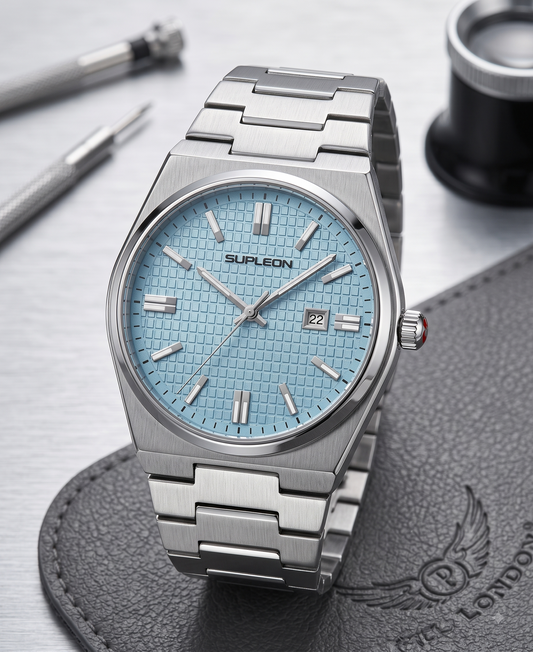 Men's Classic Stainless Steel Watch – Ice Blue Dial