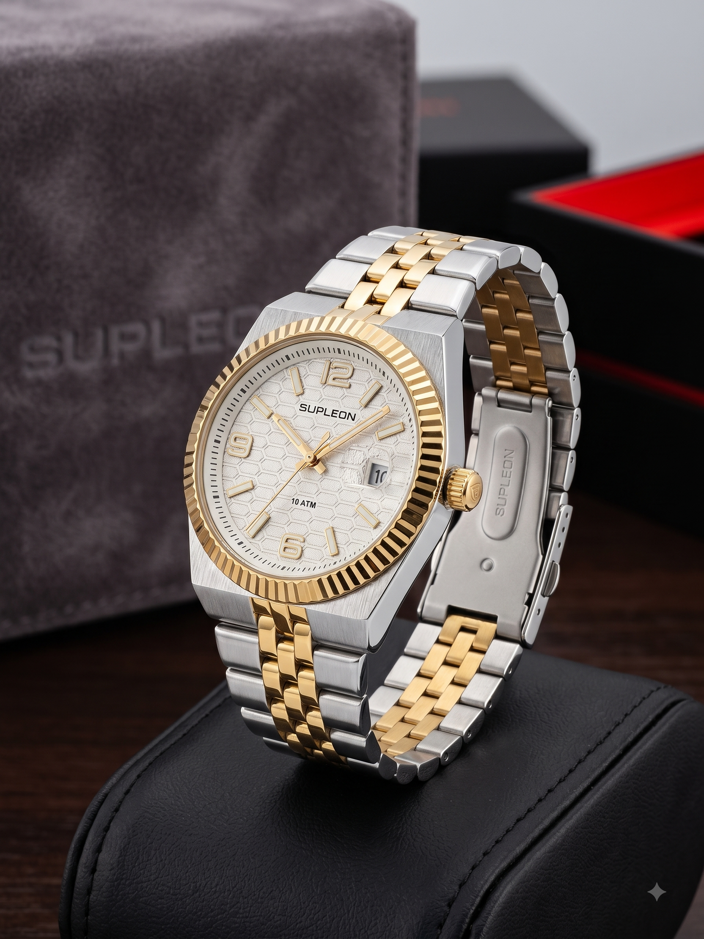 Supleon Men's Classic Stainless Steel Watch – Ice Blue Dial