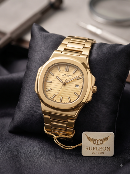 Supleon Men's Luxury Square Watch – Rose Gold Stainless Steel Bracelet Watch