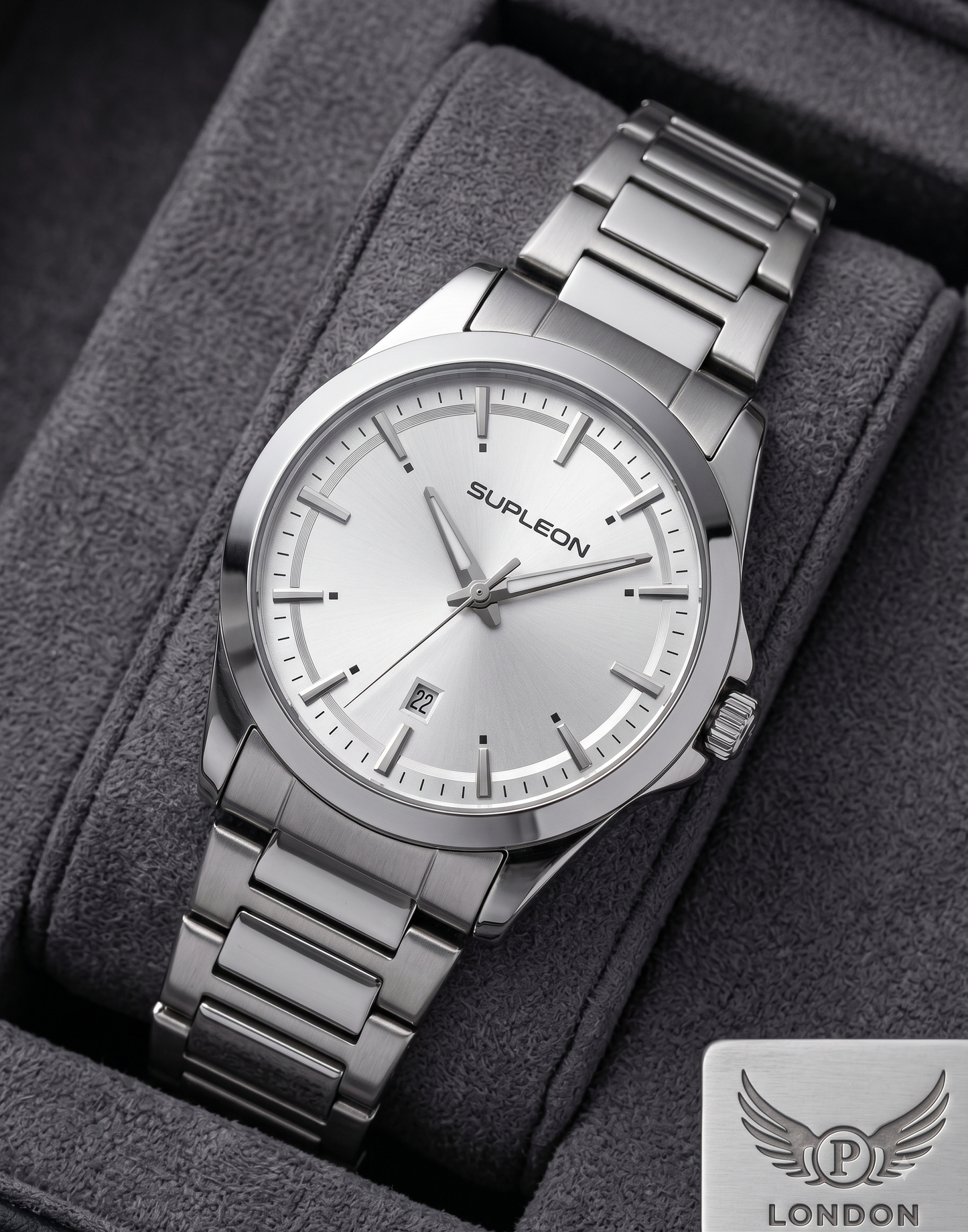 Men's Classic Stainless Steel Watch – Ice Blue Dial