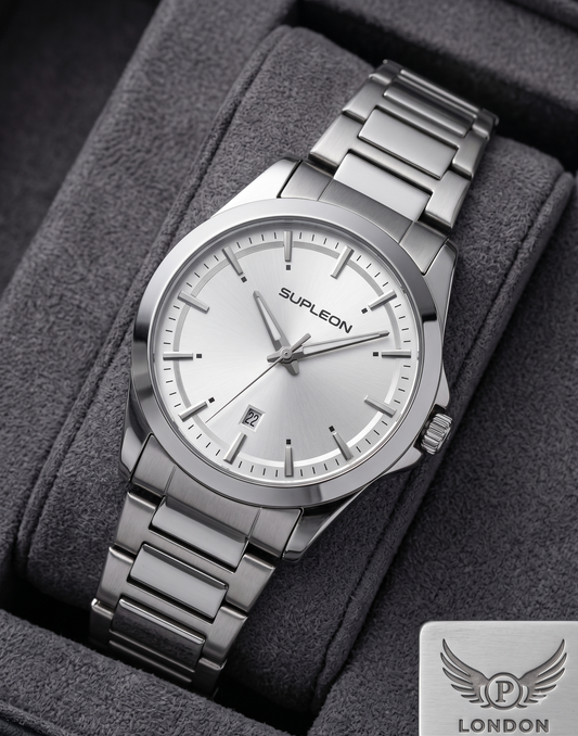 Men's Classic Stainless Steel Watch – Ice Blue Dial