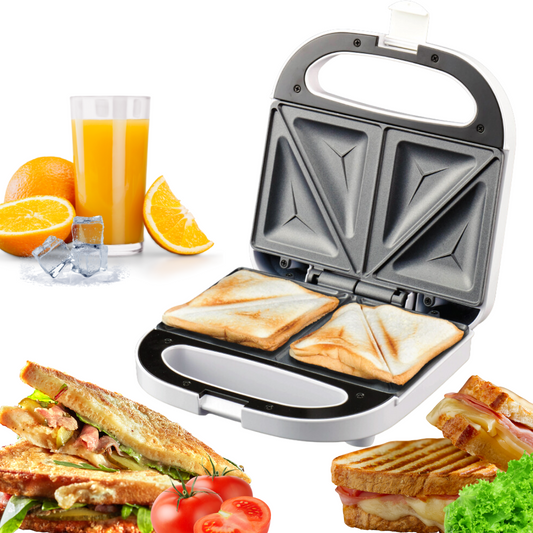 Quest 750W 2 Slice White Panini Toastie Maker Non Stick Sandwich Press  Toaster